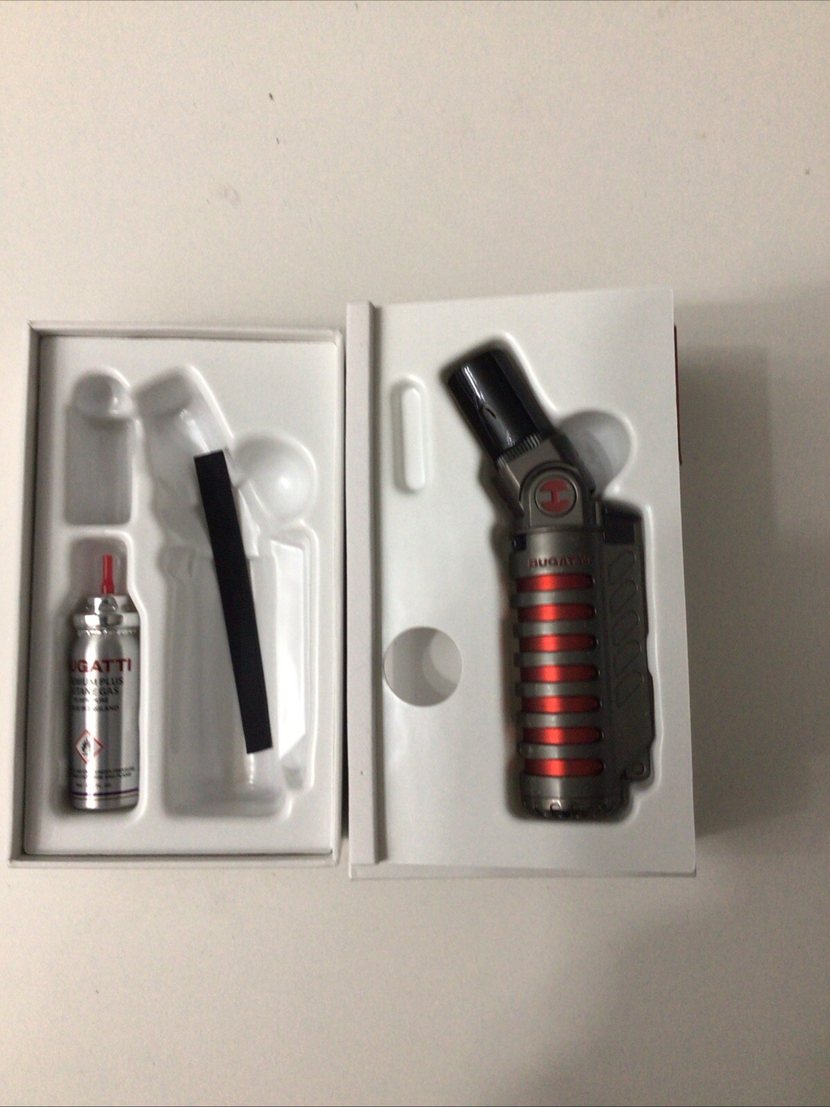 BUGATTI VULCAN DUAL TORCH LIGHTER RED WINE/MATTE GUN