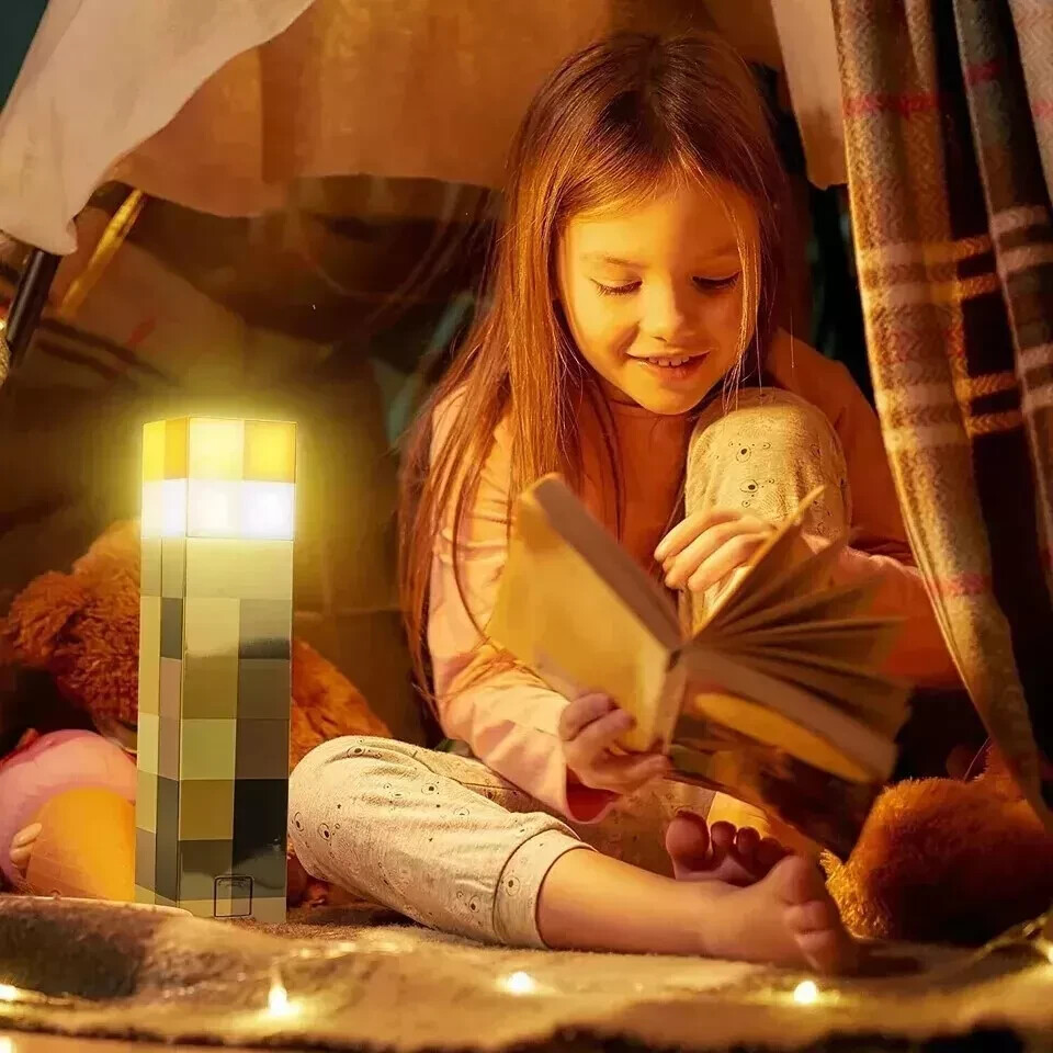 Minecraft Game USB Torch LED Lamp Night Light Rechargeable Home Decor Gift Kids.