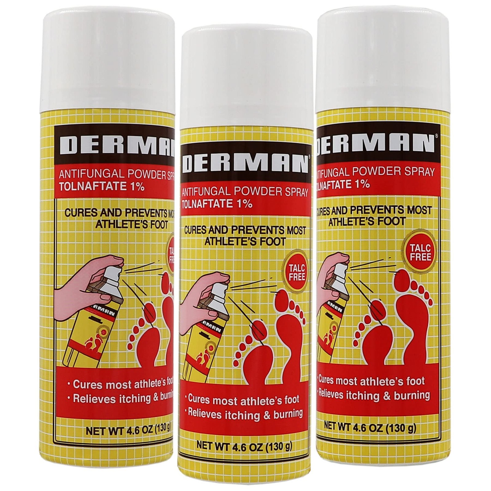 Derman Foot Powder Spray for the Treatment of Athlete's 4.6 Ounce (Pack 3)
