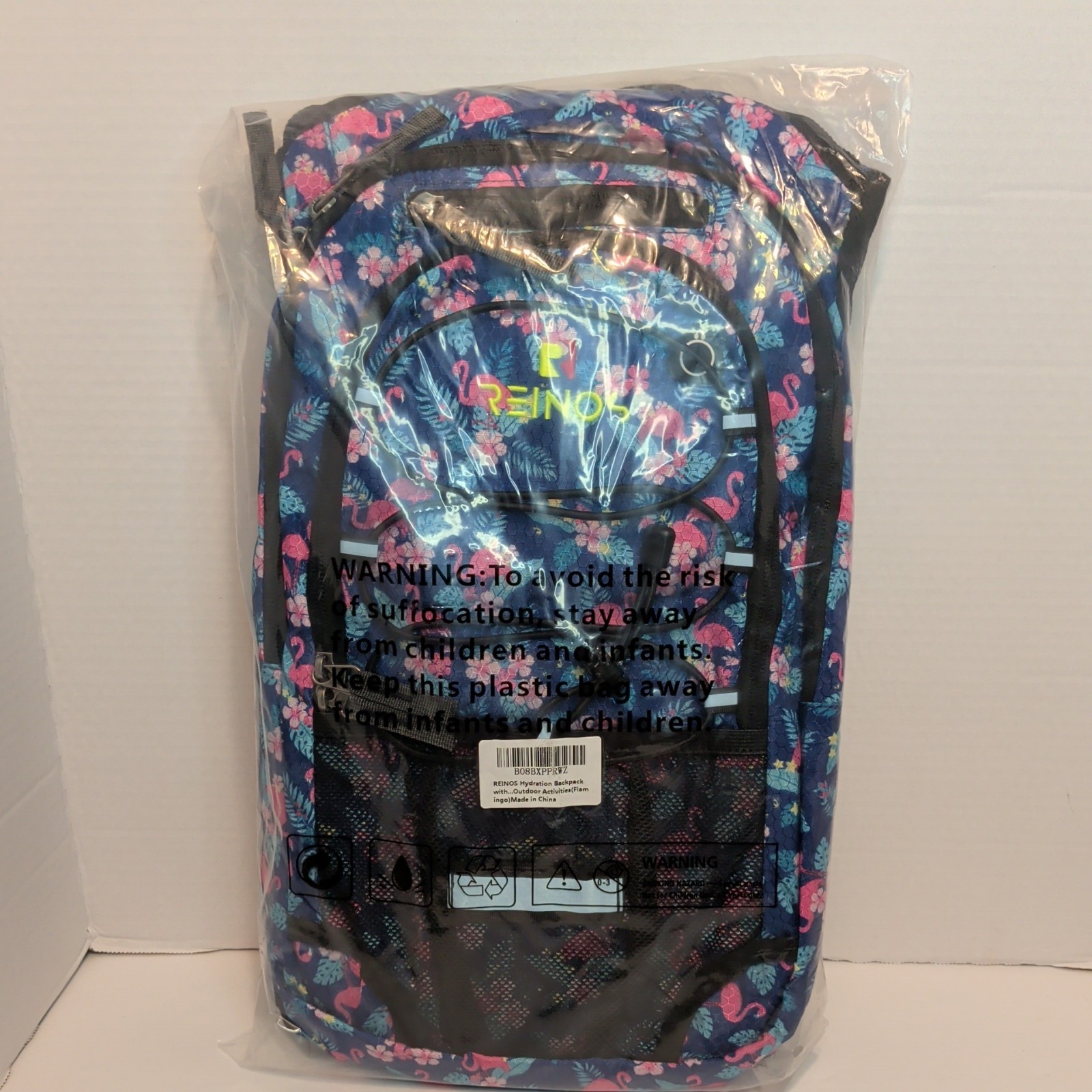 Reinos Hydration Backpack with 3L BPA Free Leak-Proof Water Bladder Flamingo