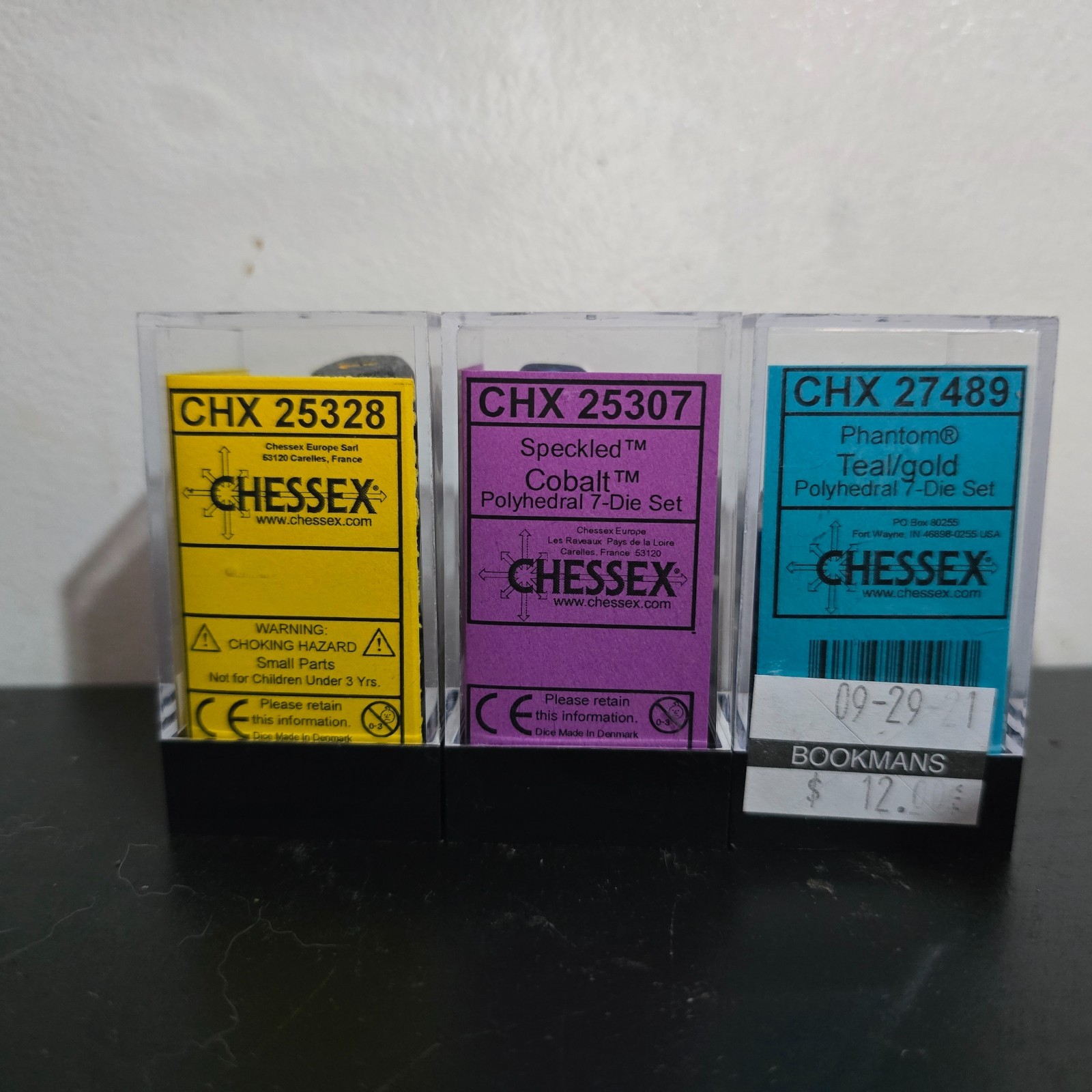 NEW Lot of 3 Chessex Polyhedral 7-Die Sets - CHX 25328 / 25307 / 27489 Game Dice