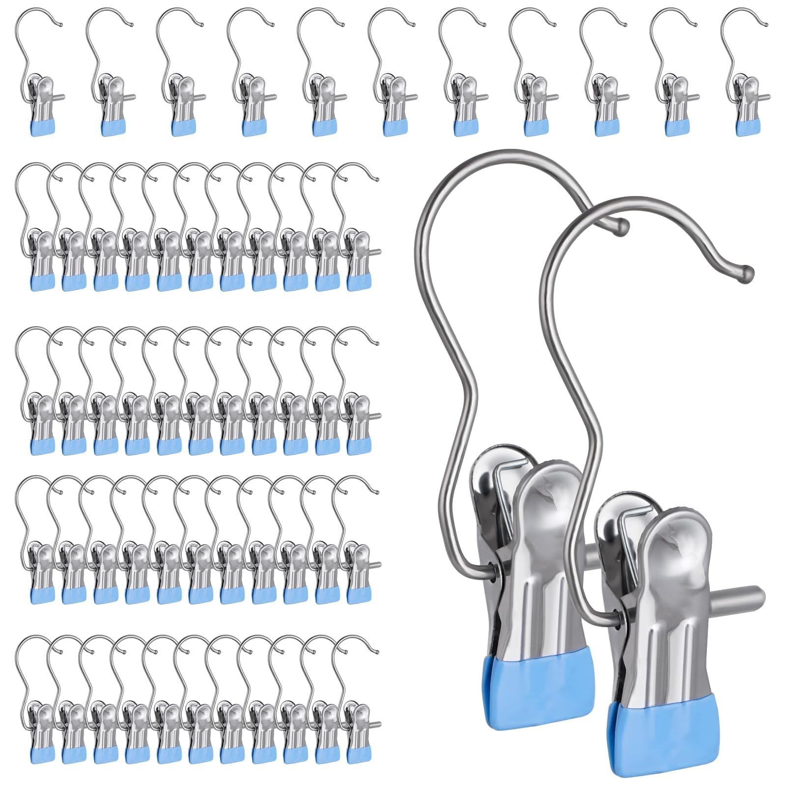 50PCS Space-Saving Clothespin Hat Pants Storage Hanging Travel Hook, Portable...