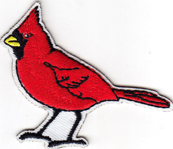 RED CARDINAL Iron On Patch Birds Winter