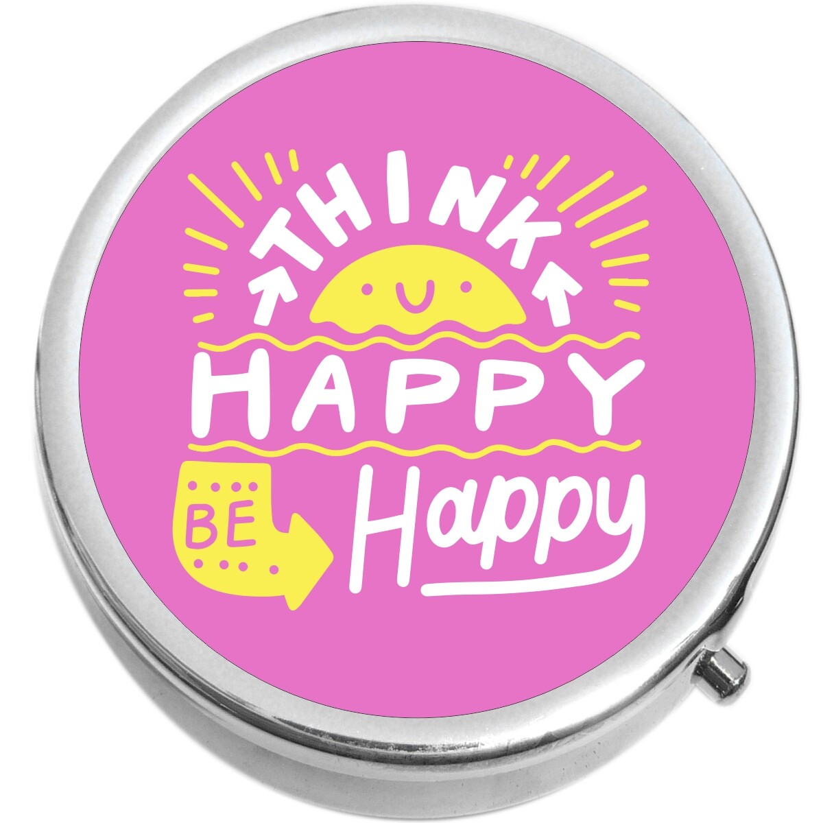 Think Happy Be Happy  Medicine Vitamin Pill Box