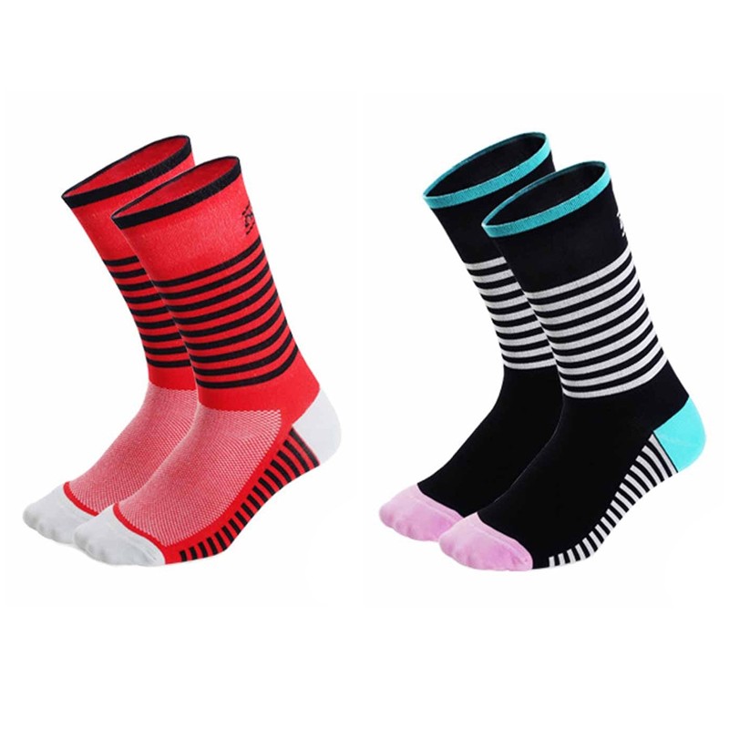 2Pairs Cycling Socks Riding Bicycle Bike Sports Ankle Socks XC MTB BMX Black Red