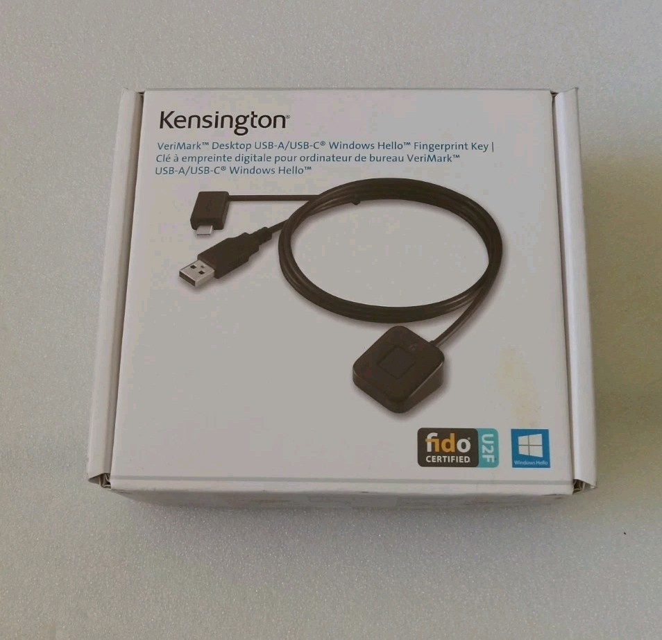 New Kensington VeriMark Desktop USB-A/USB-C Windows Hello Fingerprint Key