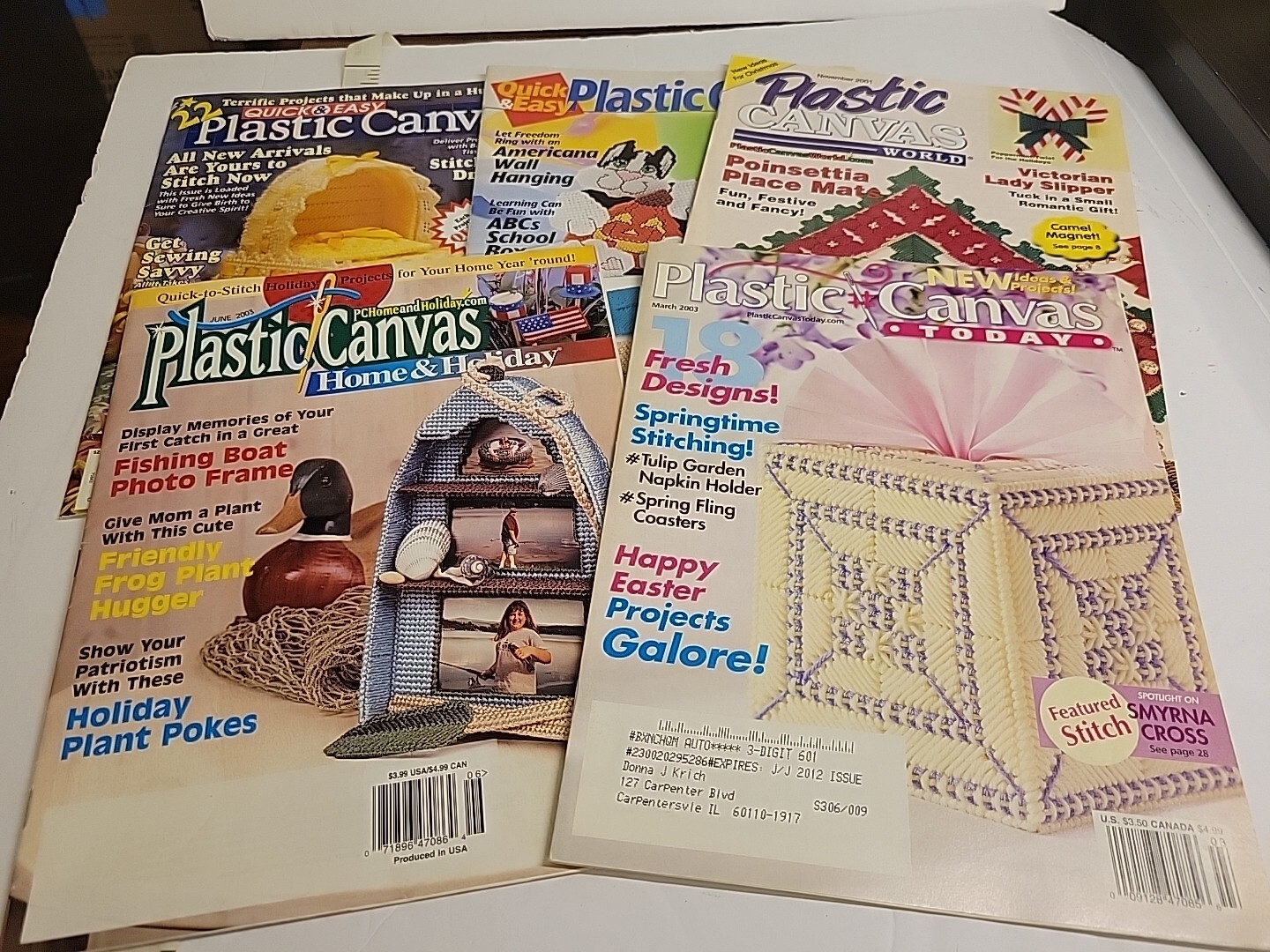 Lot Of 5 Plastic Canvas Books Ppbk Item Nmbr 38