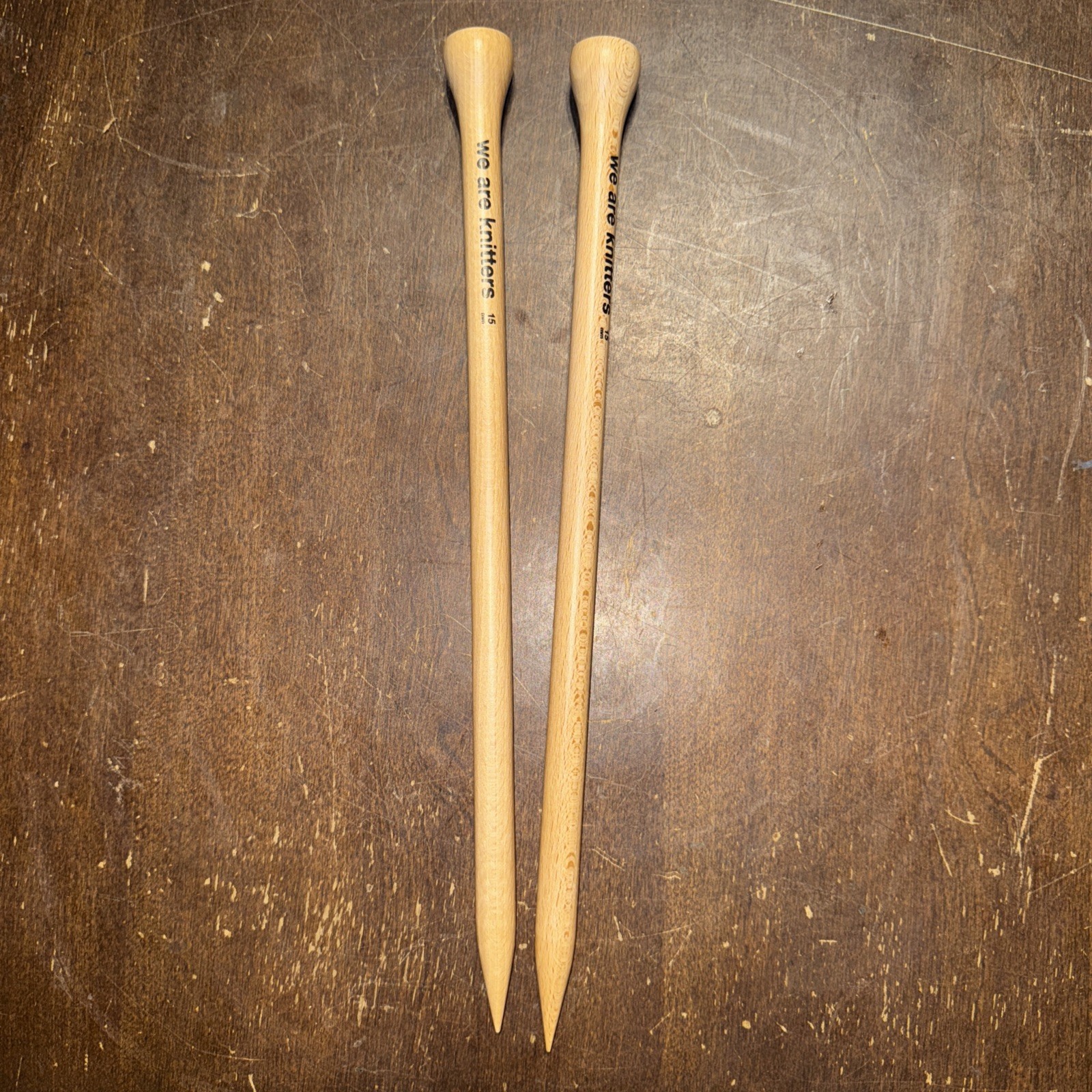 We Are Knitters 15mm/19 US Beechwood Straight Knitting Needles. New Handmade