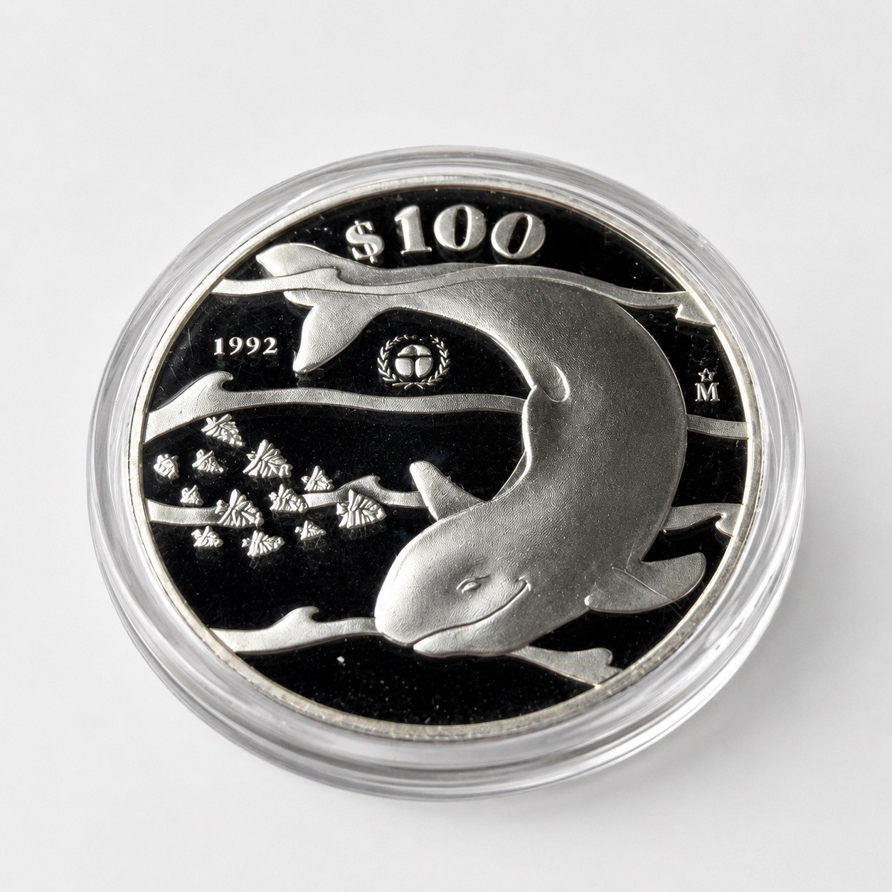 Mexico 1992 Mo 100 Pesos Vaquita Porpoise .999 Silver Proof KM566 1 oz