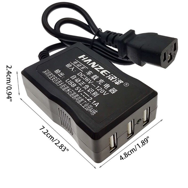 USB Power Adapter DC36V 48V 72V 120V to 5V 2.1A E-bike 3 Port Charging Converter