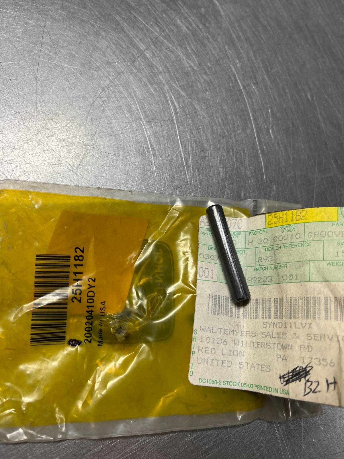 25H1182 Genuine OEM John Deere Groove PIN