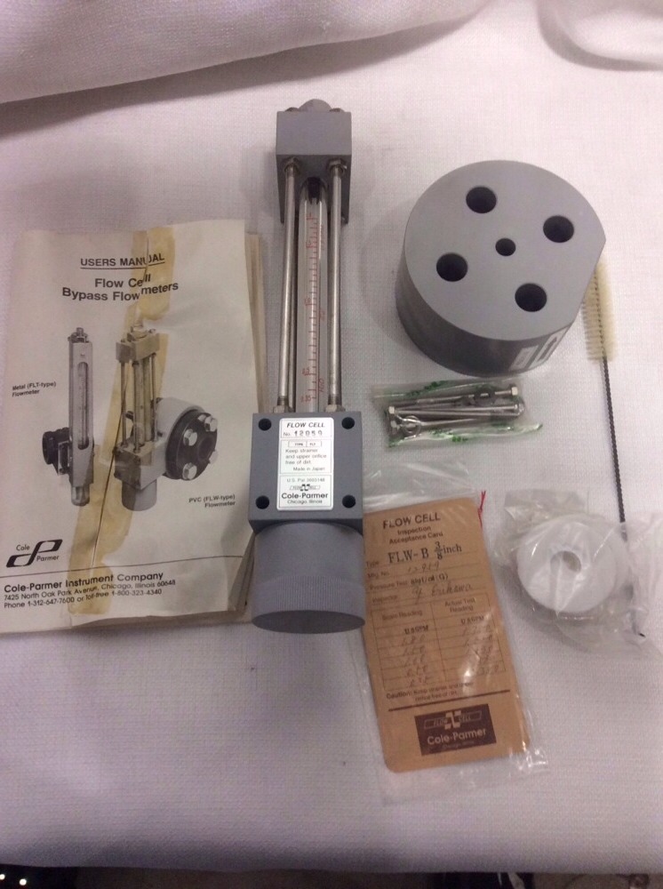 COLE PARMER FLOWMETER FLW-E, 12959, 3/8", 1.8 GPM New