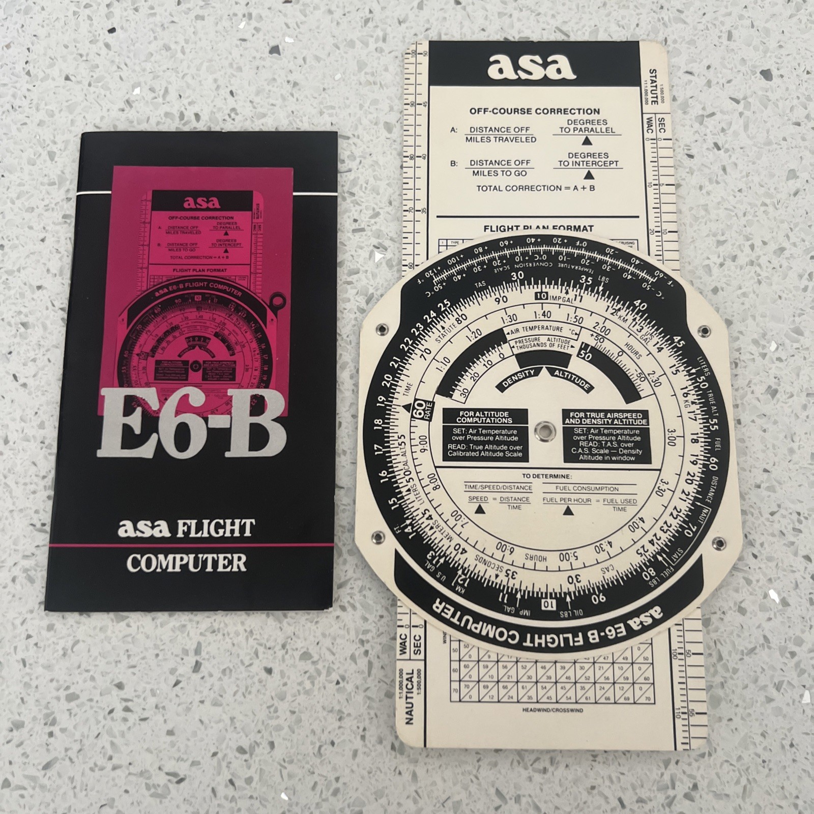 ASA E6-B LIGHT WEIGHT FLIGHT COMPUTER With Manual, Vintage 1987