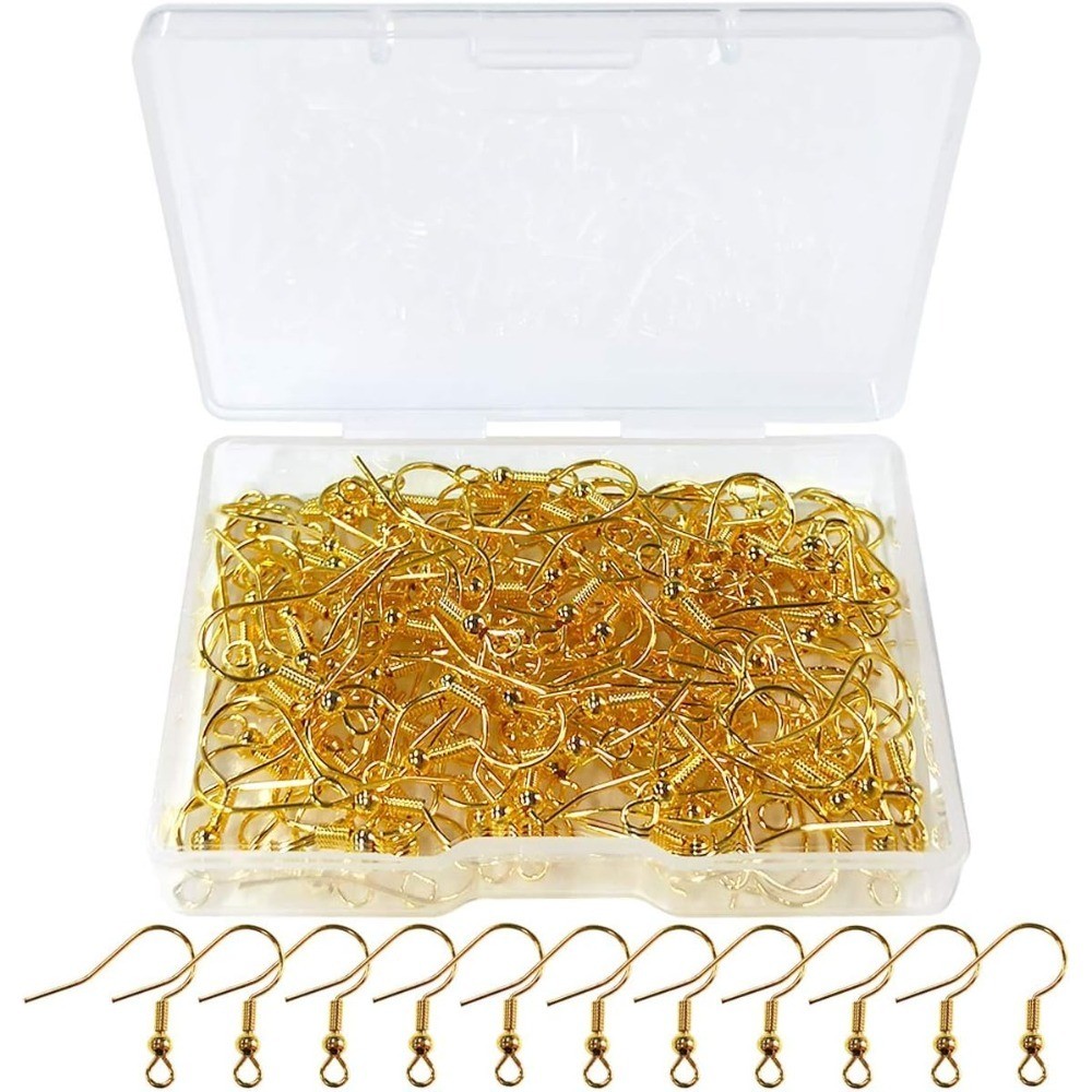 Hypoallergenic Gold Plated Earring Hooks with Ball and Coil 120pcs DIY Jewelry