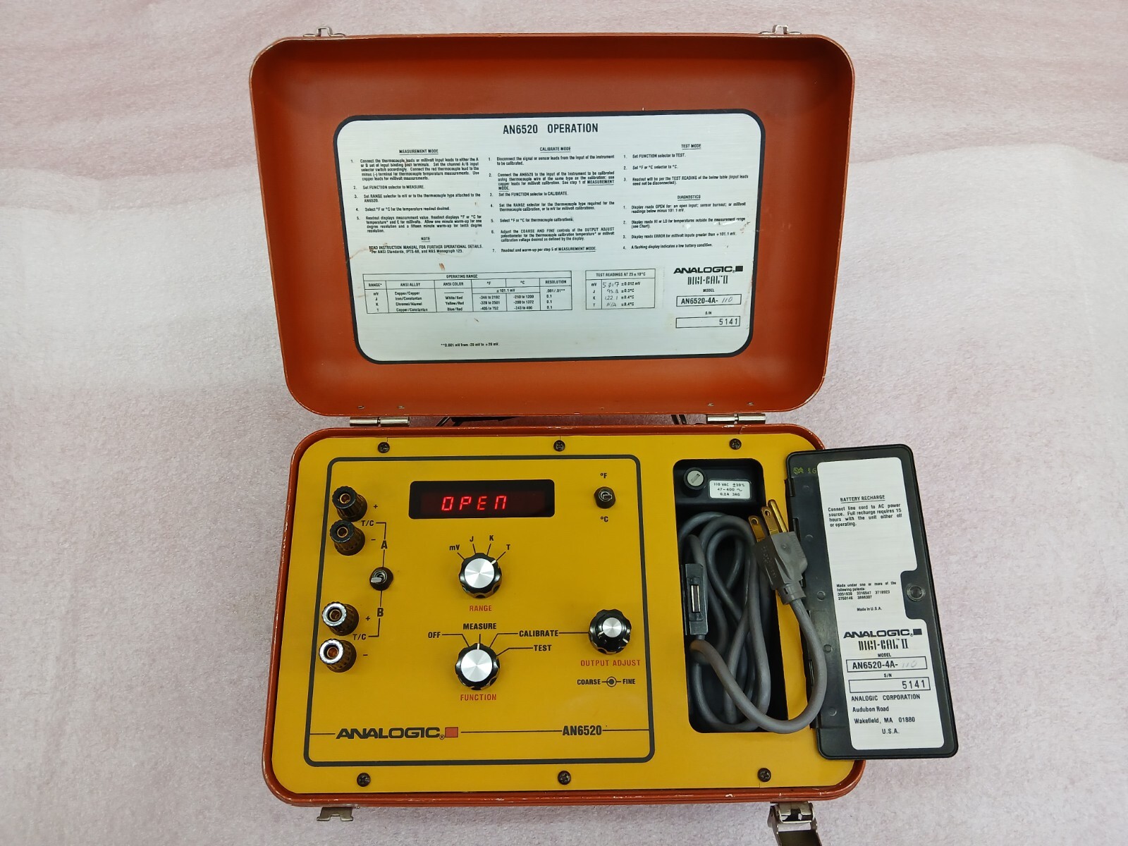 ANALOGIC DIGI-CAL II AN6520-4A-110 PORTABLE Thermocouple