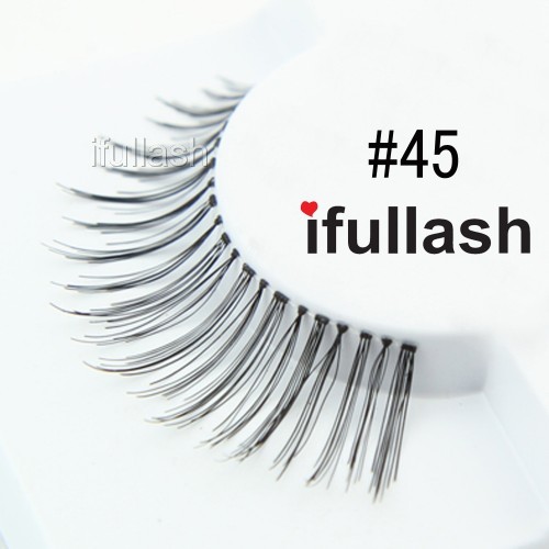 #45 6,12 Pairs ifullash 100% Human Hair False Black Eyelashes