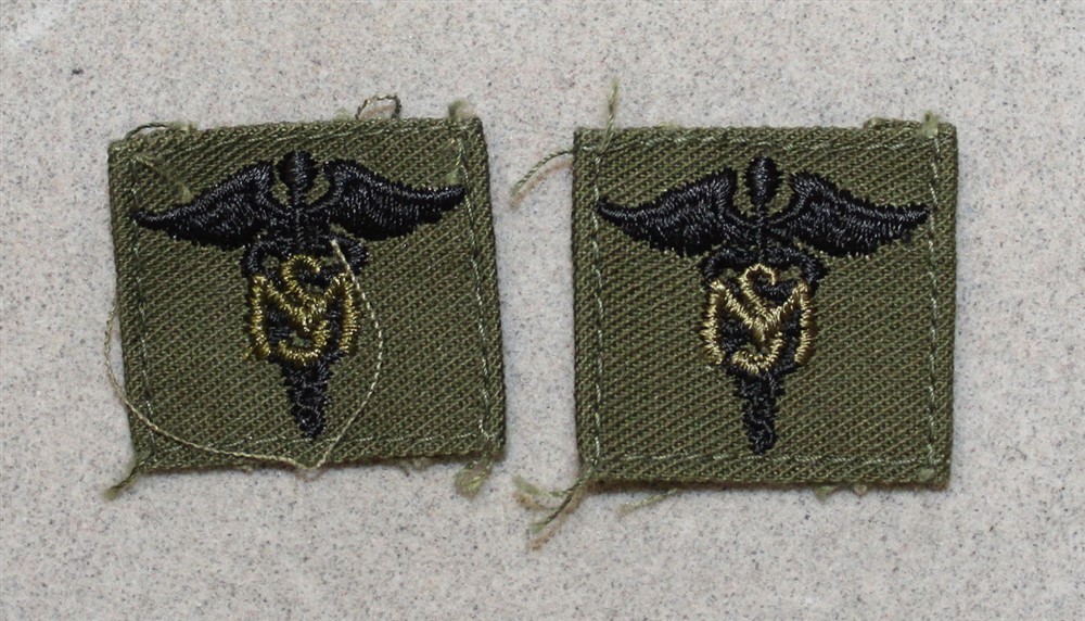 Army Officer Cloth Collar Insignia: Medical Services pair - subdued