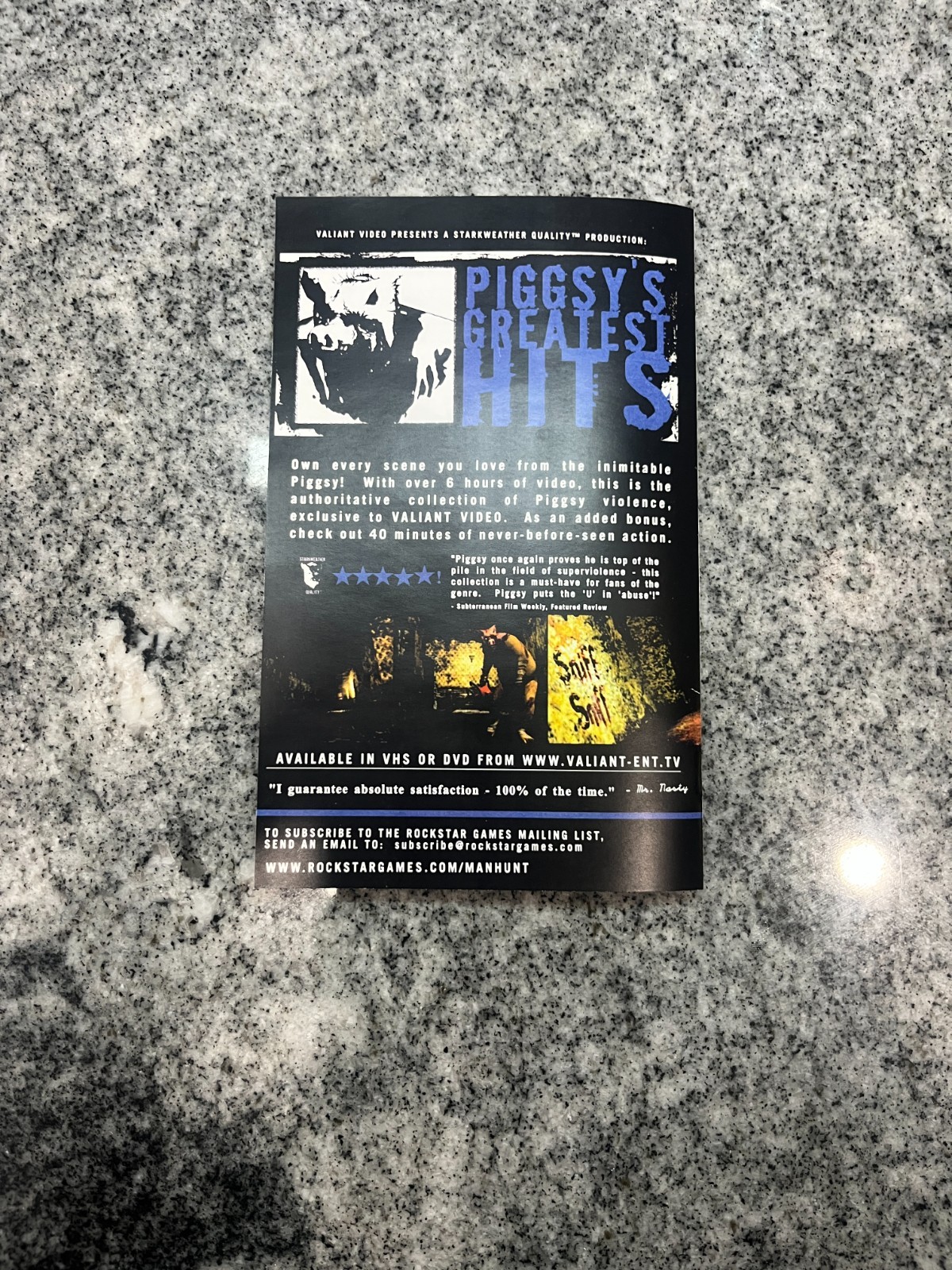 Replacement Manual for Manhunt - Sony PS2 Instruction Booklet