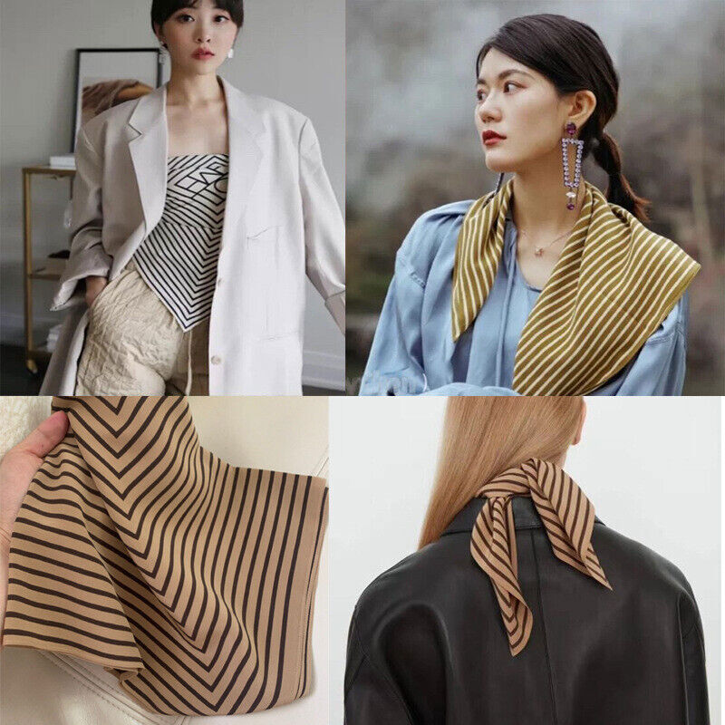 Toteme 100% Mulberry Silk Scarf embroidery Geometric figure Women's Shawl 57cm