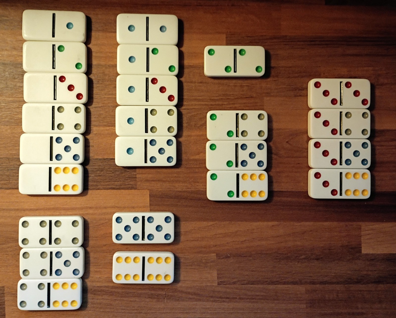 VTG Dominoes by Cardinal - 1" x  2" Colored Dot Set Replacement Domino Pieces