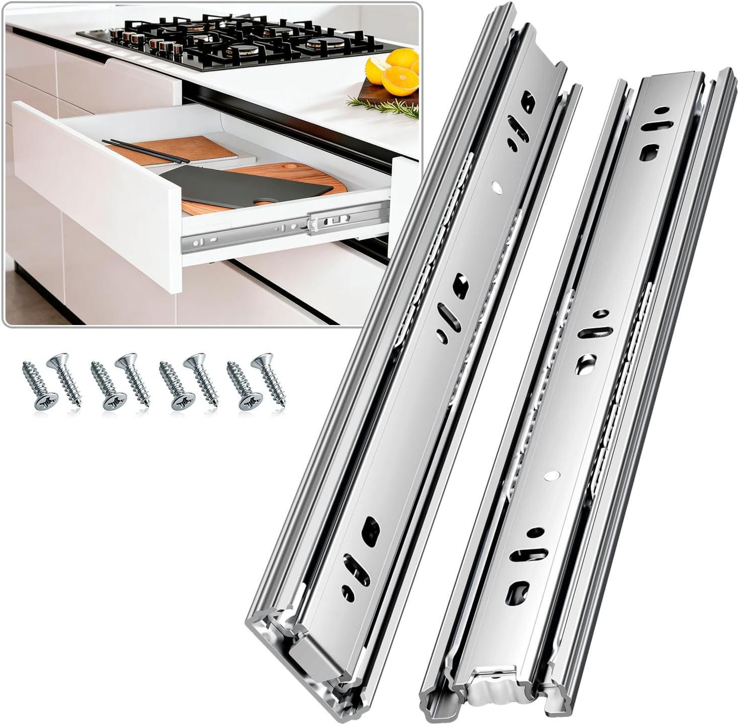 Drawer Slides Ball Bearing 3 Folds Full Extension Side Mount Cabinet Runners Gli