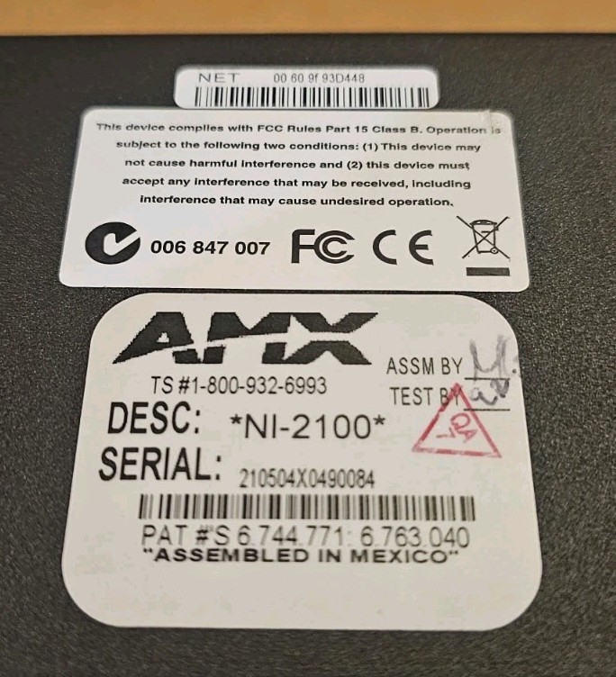 AMX Netlinx Integrated Network Management Controller with Rackmount - NI-2100