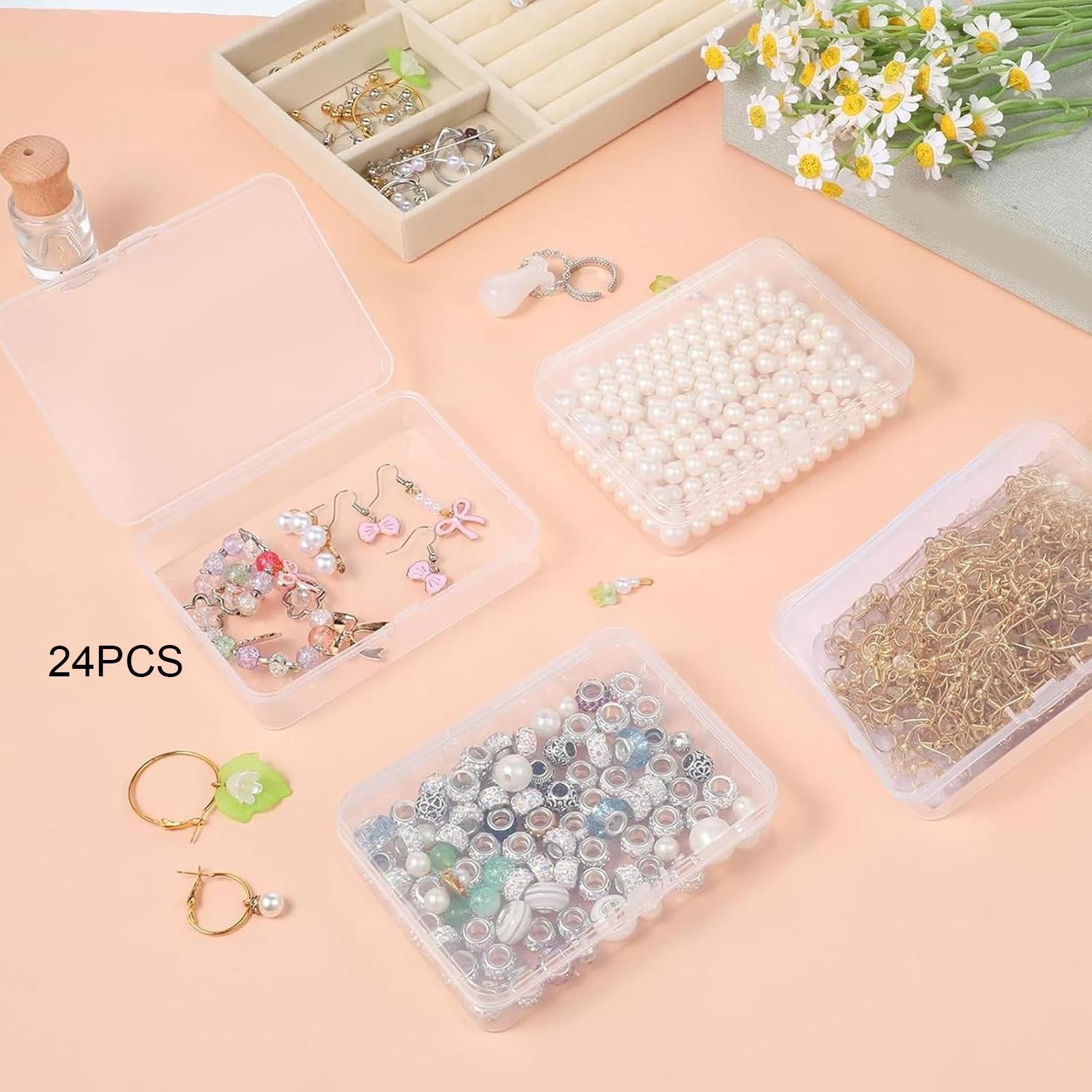 24Pcs Bead Box with Lid Craft Storage Container for Jewelry Hairbands Beads