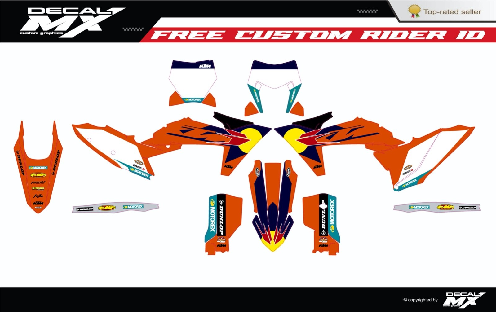Fits KTM EXC EXC-F XC-W XCF-W 2024/25 and KTM-SX-XC-SXF-XCF-2023/24 graphic kit