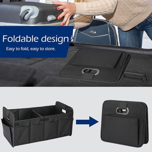 Foldable Car Trunk Organizer - 63L Collapsible Multi-Compartment Storage Black