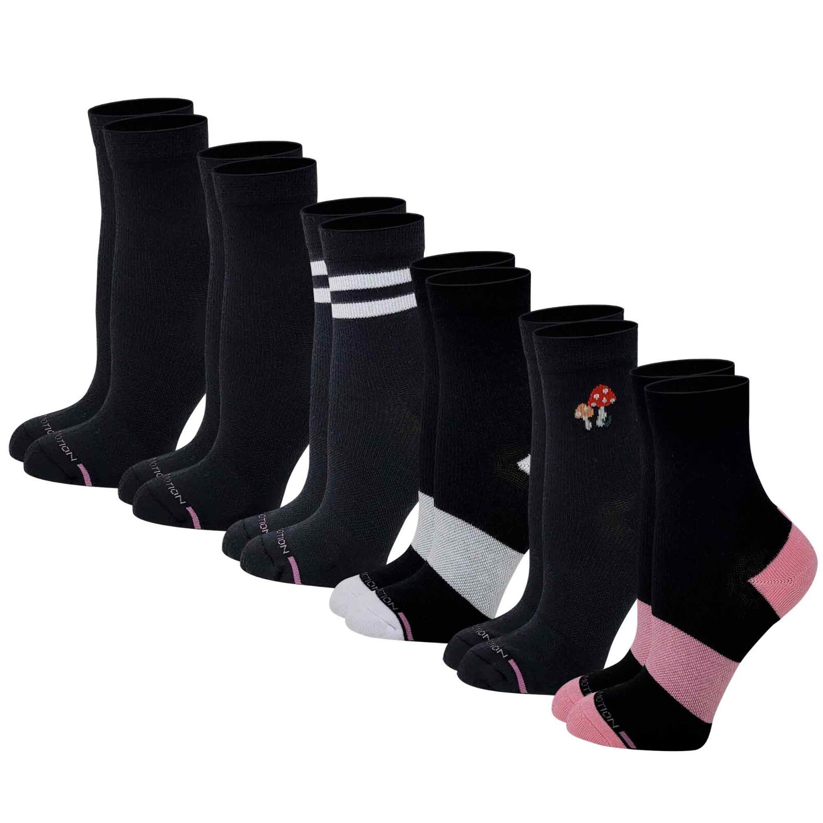 Dr. Motion 6 Pairs Novelty Print Everyday Compression Mid-Crew Socks for Women