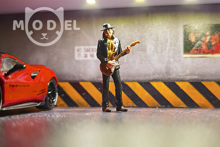 3D PRINT 1/64 Guitarist hero Blues Rock Retro 1980S  fit 1:64 car Mini Sand