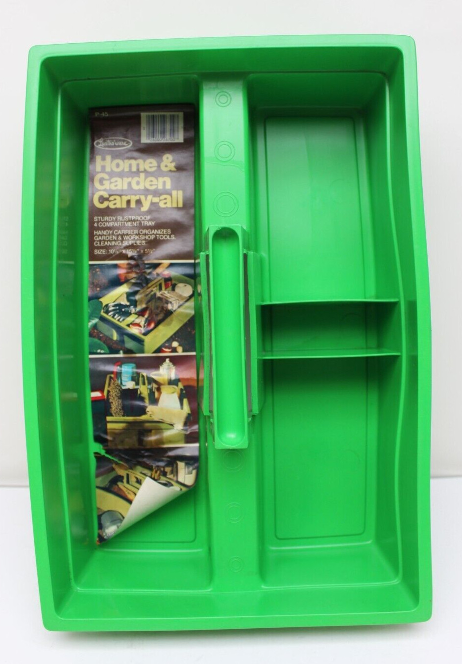 RARE Vtg Lustroware Home & Garden Carry-All P-45 Lime Grn 10.125x15.125x5.5" NOS