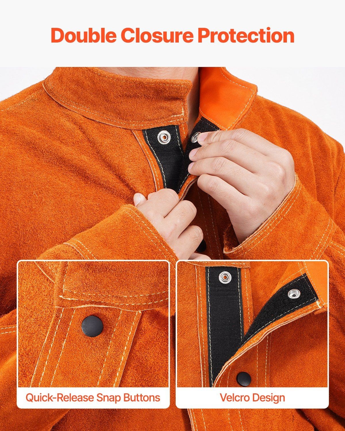Heat-Resistant Full-Grain Leather Welding Jacket 4-Pocket L Size