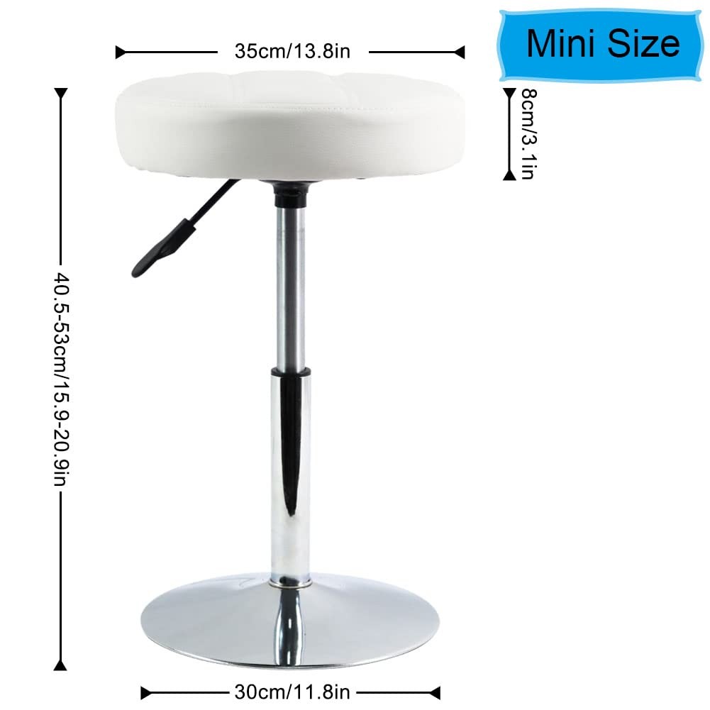 Adjustable Swivel Barstool, White, PU Leather, 32cm Diameter, 220lbs Maximum ...