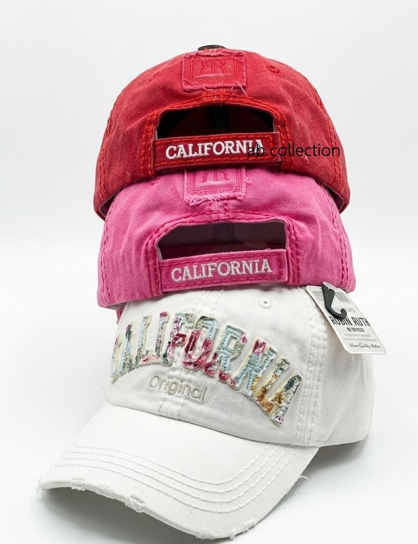 California Floral Distressed Baseball Cap Adjustable Unisex Adult Hat Robin Ruth