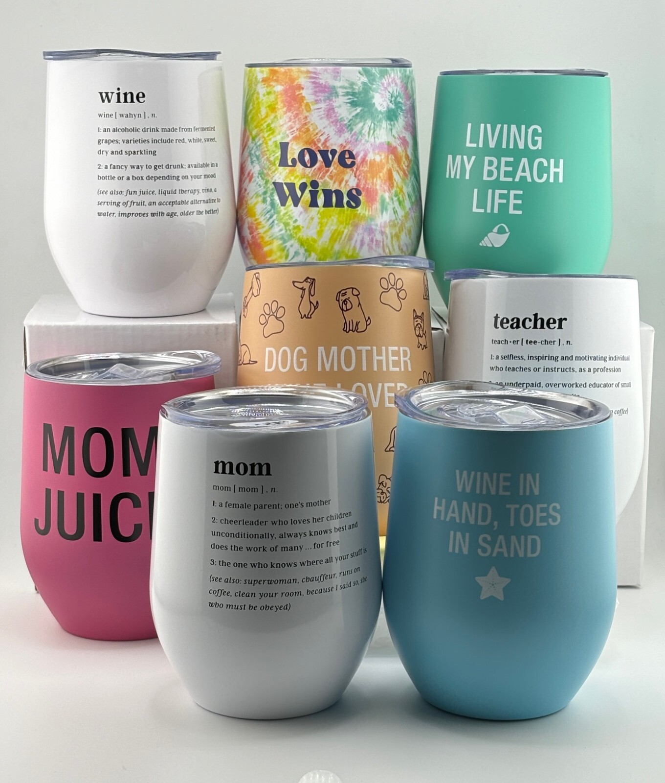 Wine Drink Tumbler 12oz with Sip Lid Stainless Steel Insulated CUTE FUNNY QUOTES