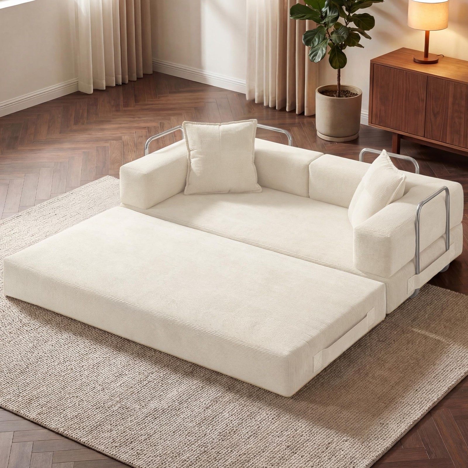 Convertible 78 Inch Folding Futon Sleeper Sofa Bed with Fixed-Shape Frame