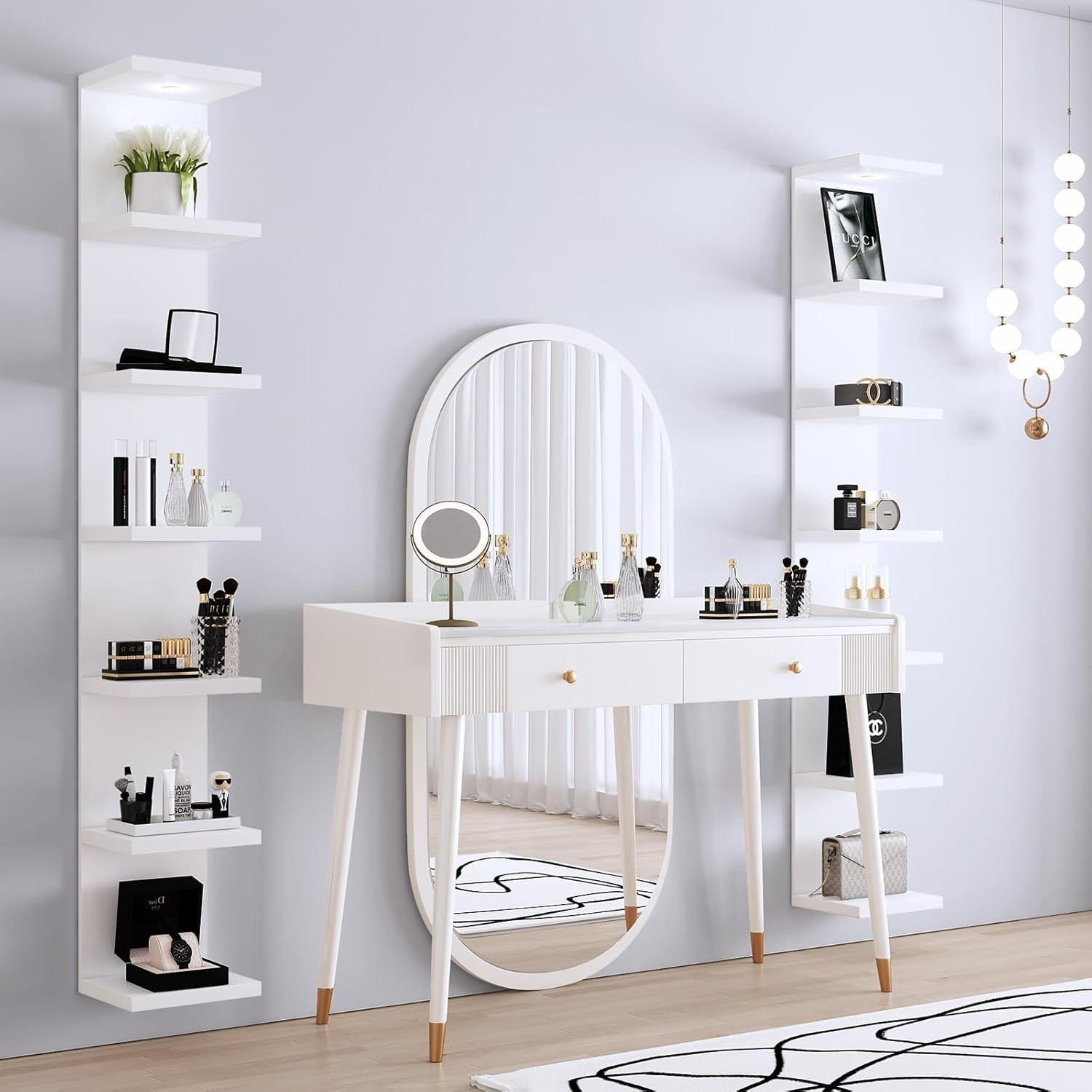 Versatile 7 Tier Wall Shelf Unit,White Lack Wall Shelf,Display Floating Shelf wi