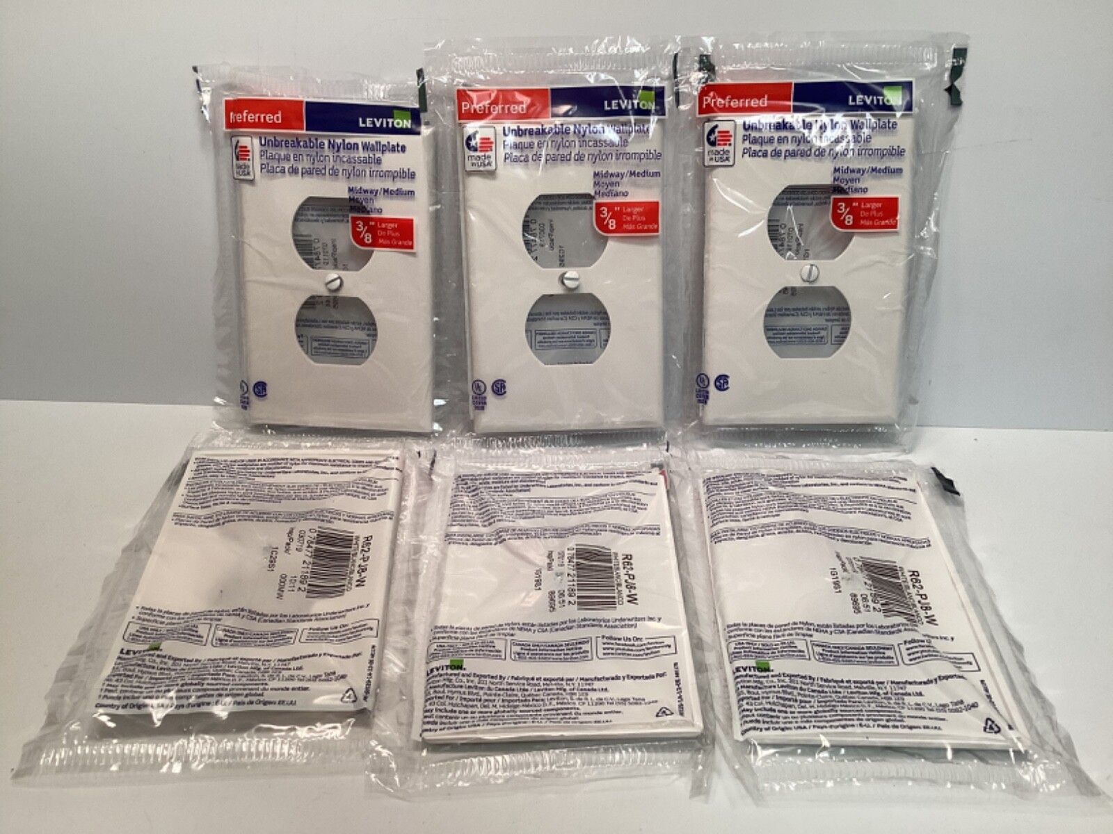 Lot of 6 Leviton Preferred Unbreakable Nylon Wallplates (BRAND NEW)