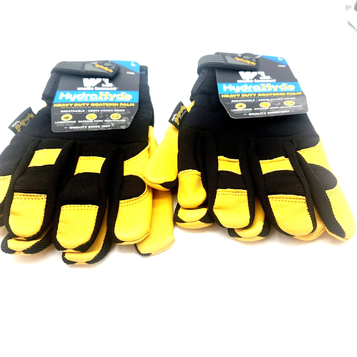 2-Pack Men’s Wells Lamont Large Leather Work Gloves HydraHyde Waterproof Durable