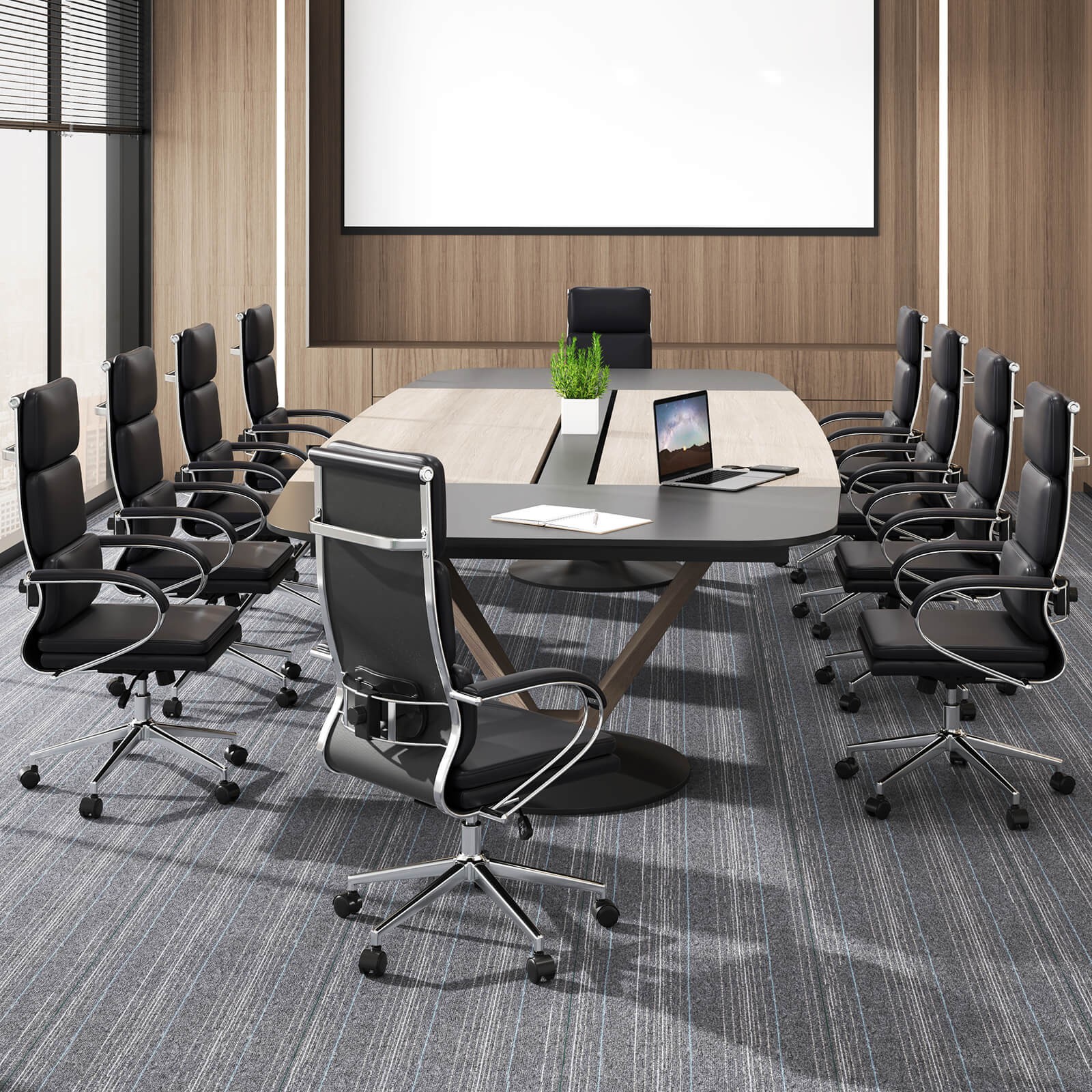 Ergonomic Leather Office Chair Executive Chair w/ Adjustable Lumbar Support
