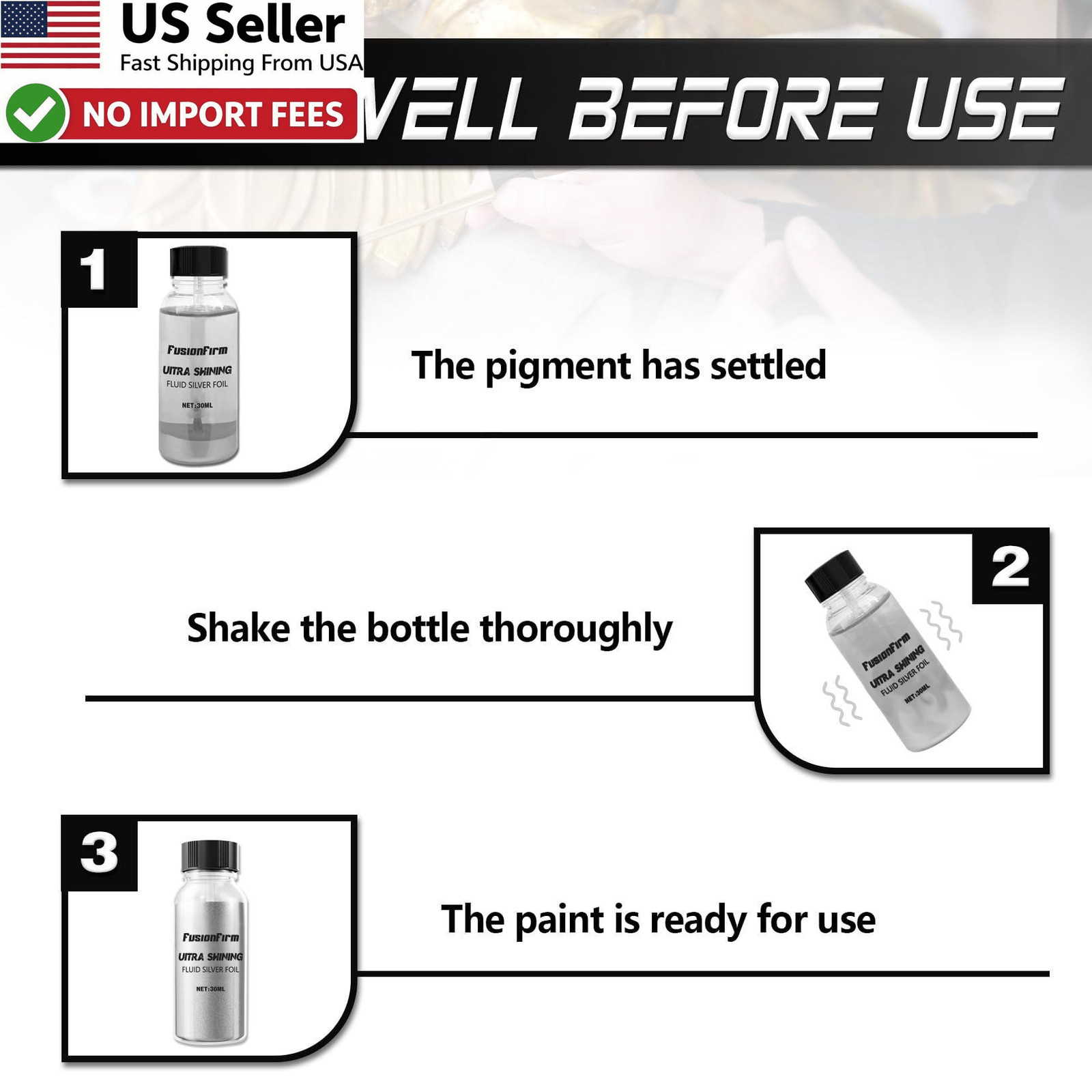 Liquid Leaf Airbrush Paint Alcohol Based High Gloss Silver 1oz FROM USA