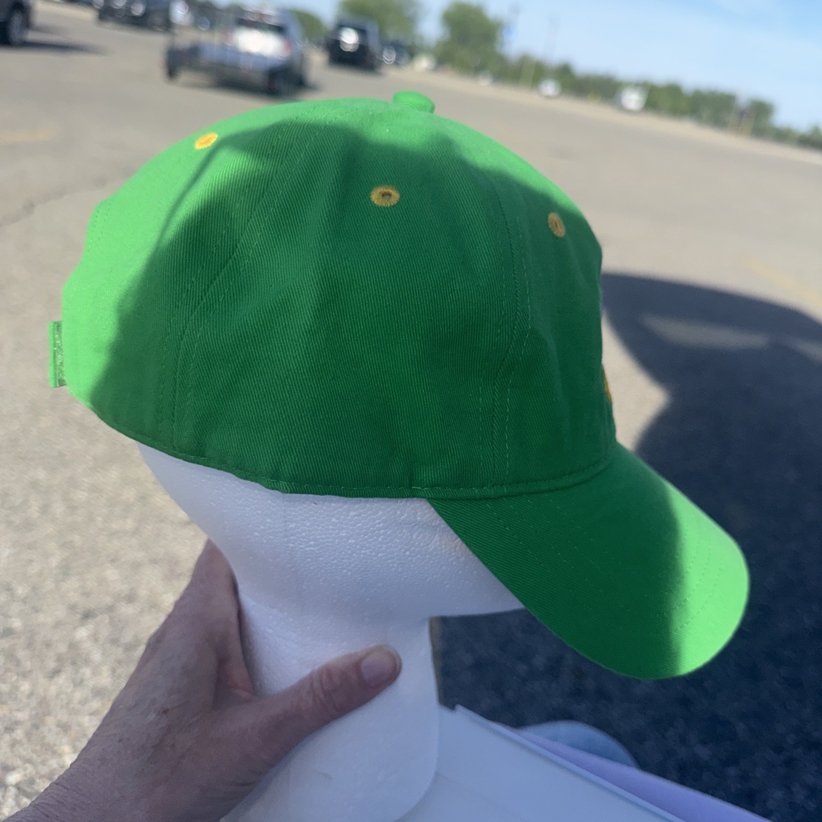 Subway Green hat Cap W Logo Yellow White Hook Loop