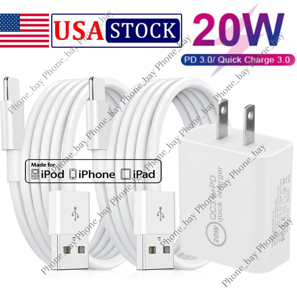 PD QC Power Adapter Cube 20W Fast Charger USB Cable For iPhone 13 12 11 XR XS 8