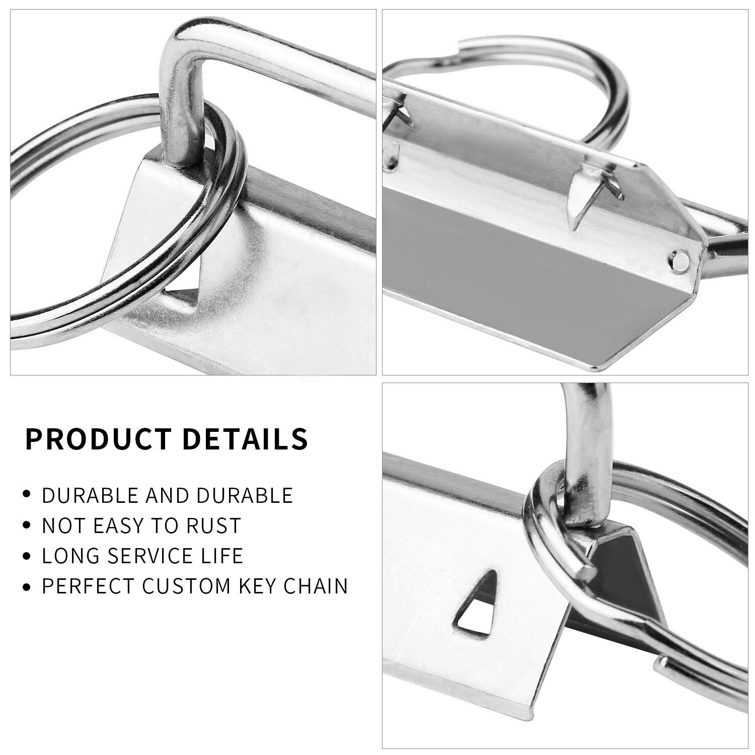 50 Sets Key Fob Hardware Keychain Wristlet with Split Ring, 0.8 Inch