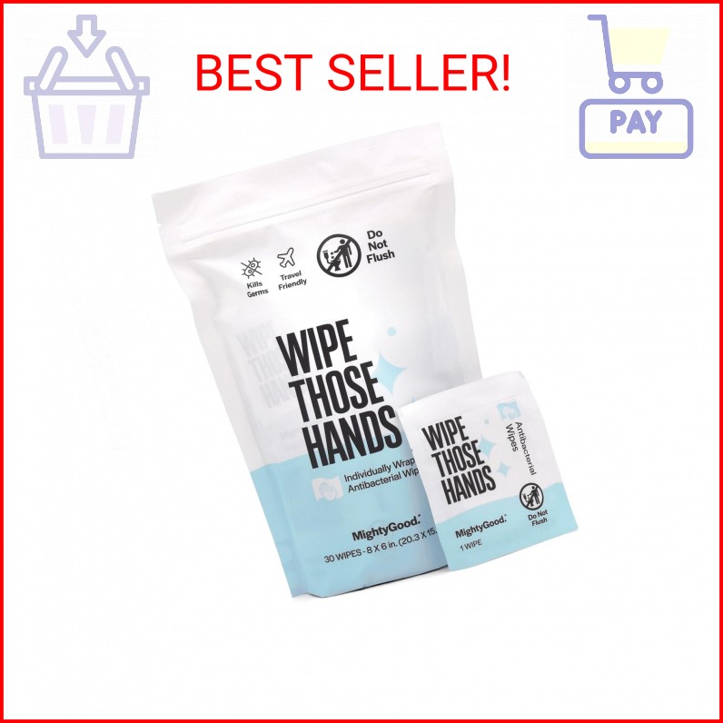 MightyGood Wipe Those Hands Individually Wrapped Antibacterial Wipes (30 count)