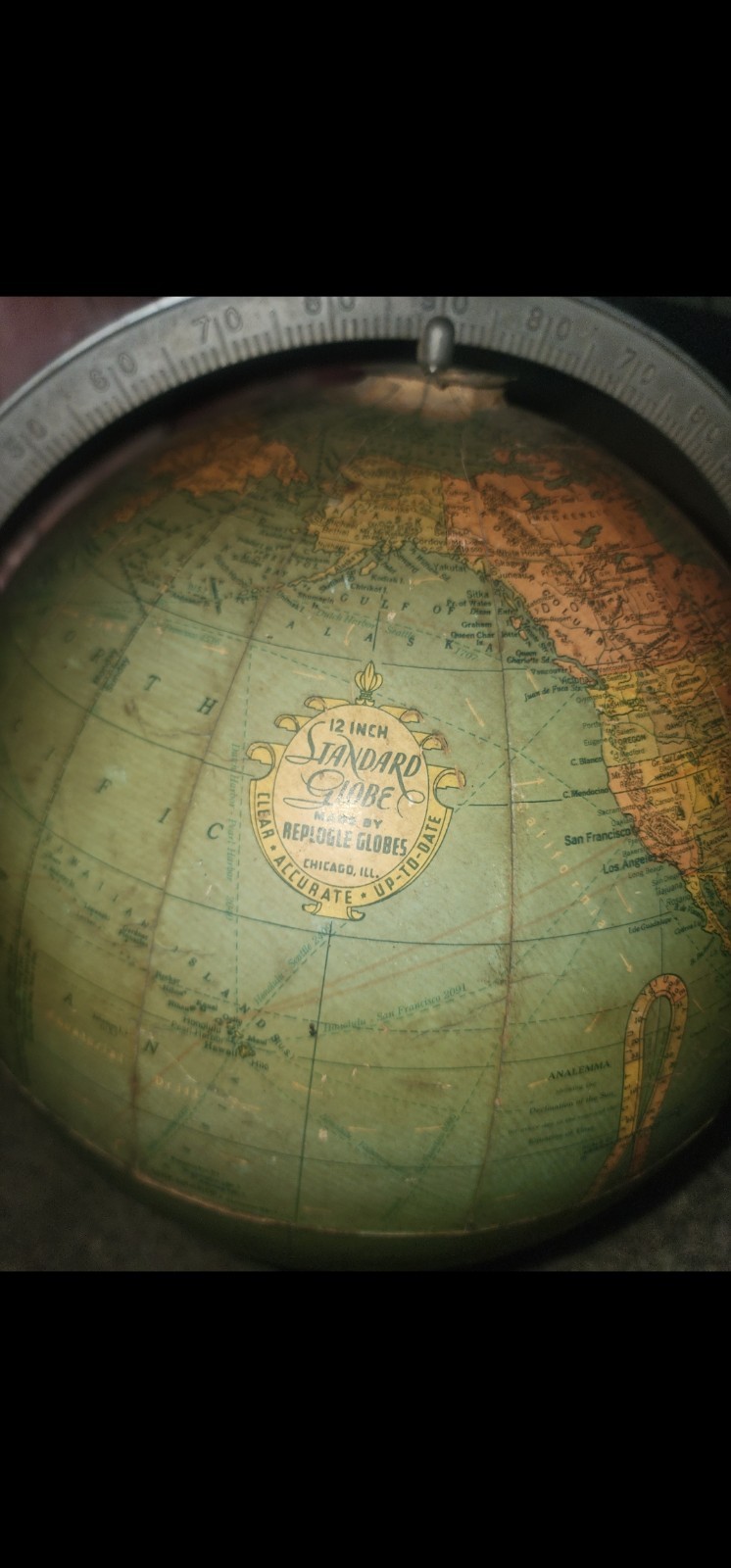 RARE Antique WW2 Era 1945 Replogle 12" Standard Tabletop Globe
