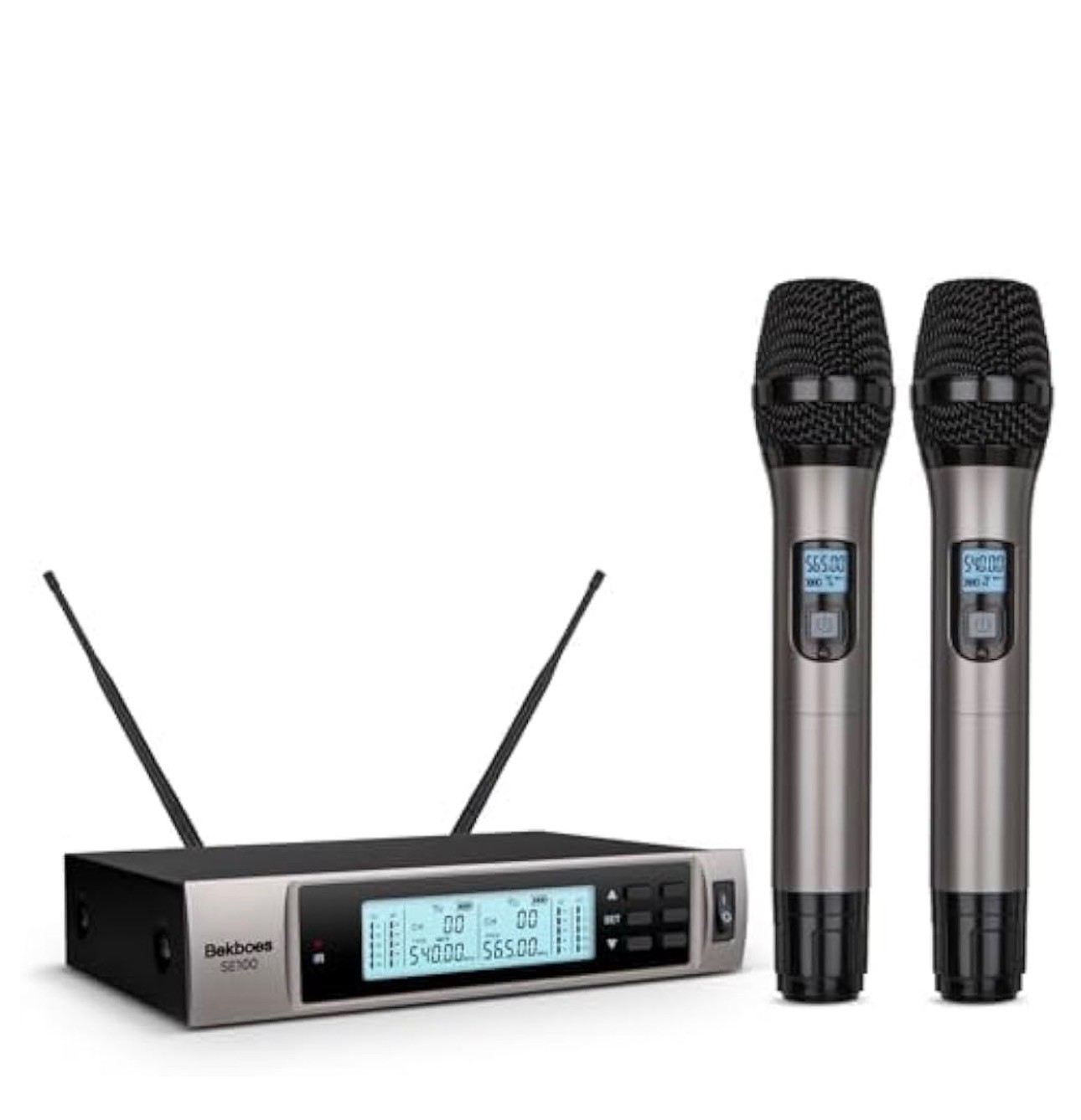 BEKBOES Professional Dual Dynamic Handheld UHF Wireless Microphone System SE100