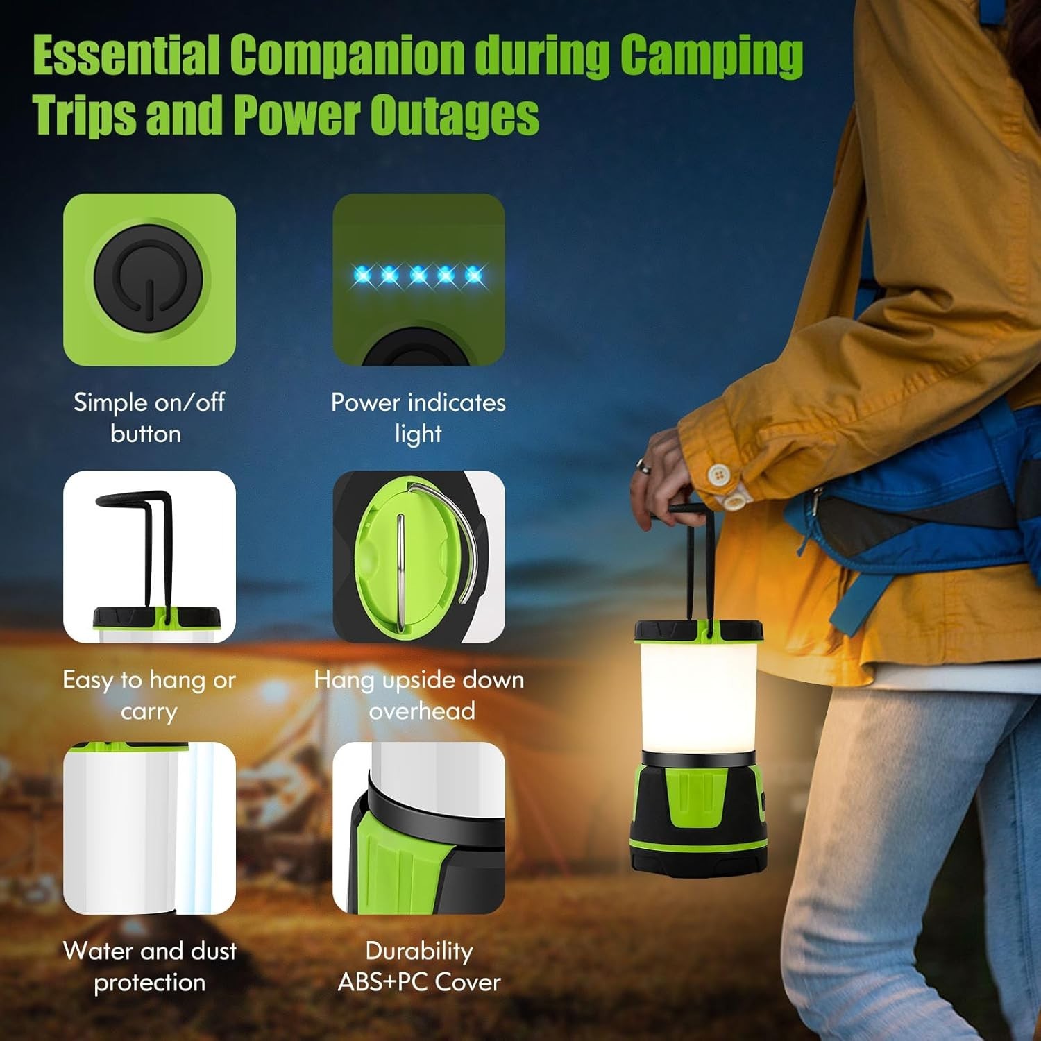 Versatile 3000 Lumen LED Lantern with 5 Light Modes - Perfect for Emergencies