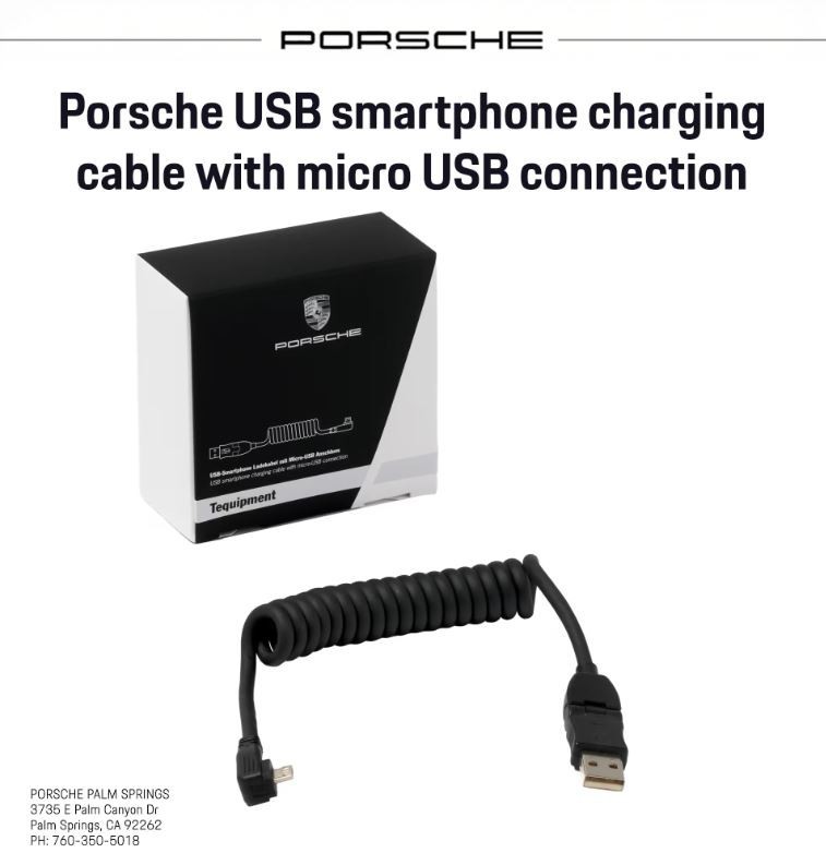 GENUINE PORSCHE Android Smartphone Micro USB Charging/Music Cable 970-044-901-51